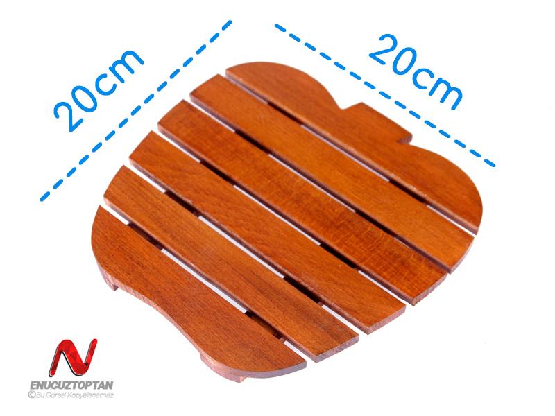 Ahşap Nihale Çaydanlık Altlığı Elma Desenli 20x20 cm | ID4442