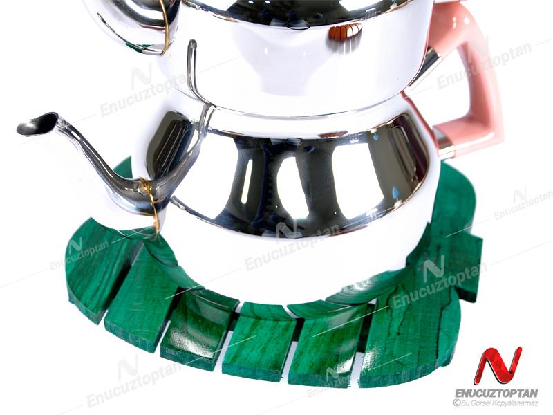 Ahşap Nihale Çaydanlık Altlığı Elma Desenli 20x20 cm | ID4442