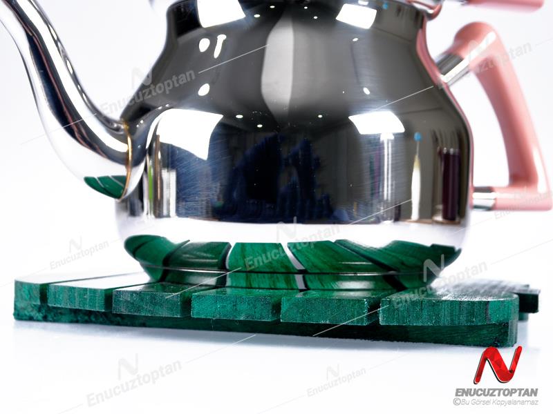 Ahşap Nihale Çaydanlık Altlığı Elma Desenli 20x20 cm | ID4442