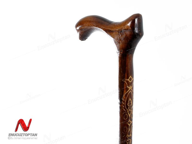Ahşap Vernikli Baston Oymalı İşlemeli 90cm | ID1960