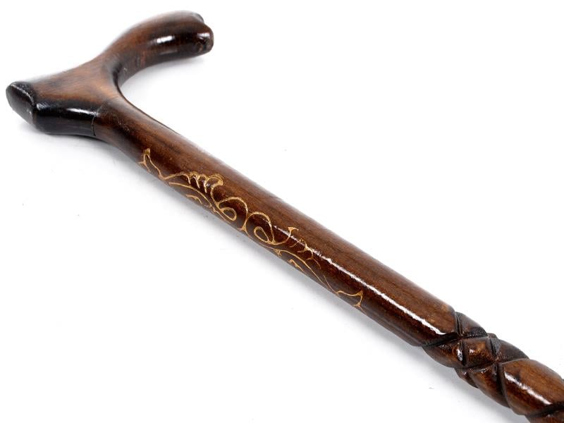 Ahşap Vernikli Baston Oymalı İşlemeli 90cm | ID1960