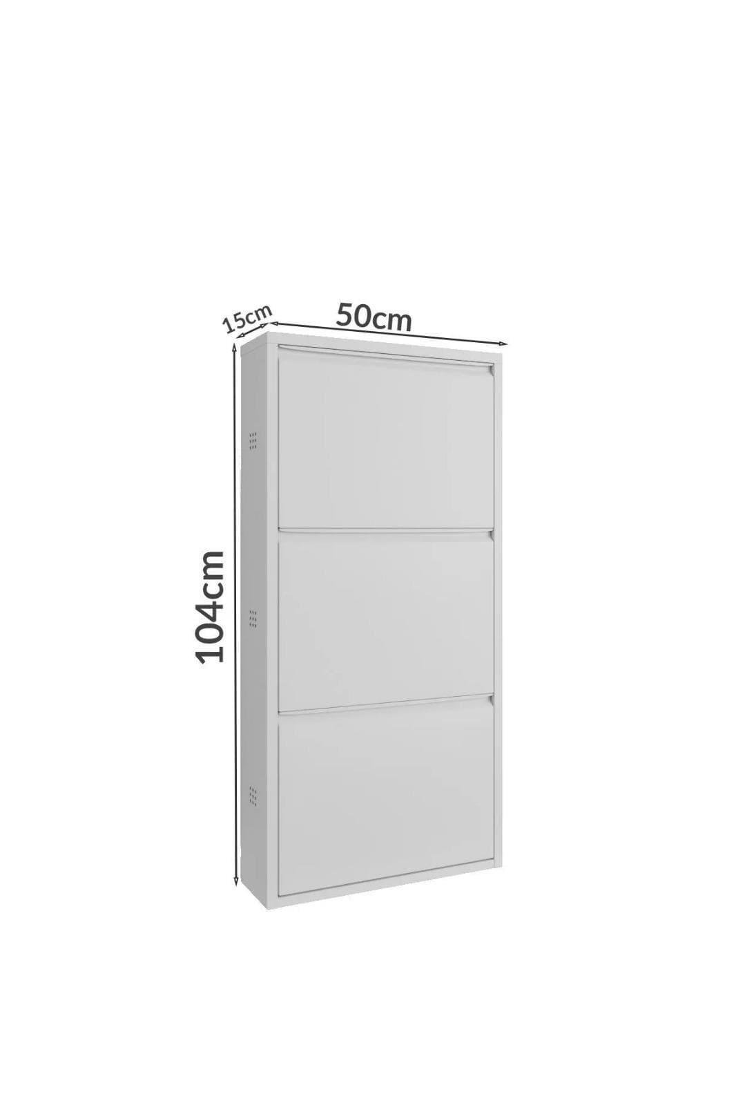 Alezy 3 Çekmeceli Metal Ayakkabılık Dikey