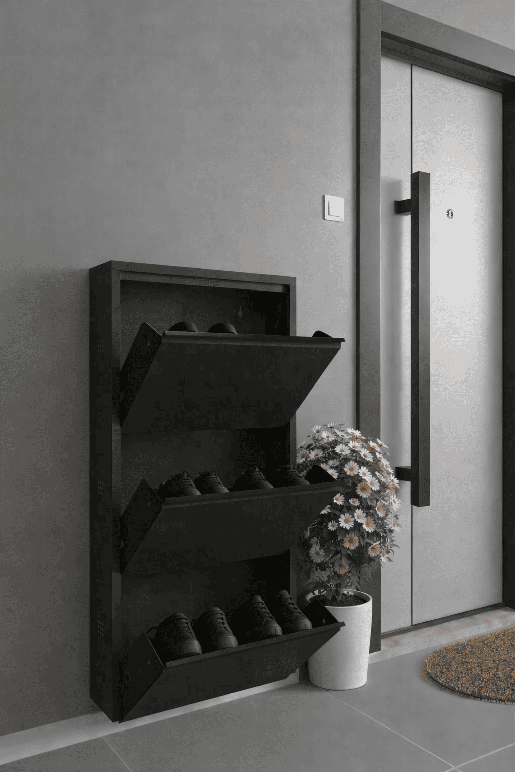 Alezy 3 Çekmeceli Metal Ayakkabılık Dikey