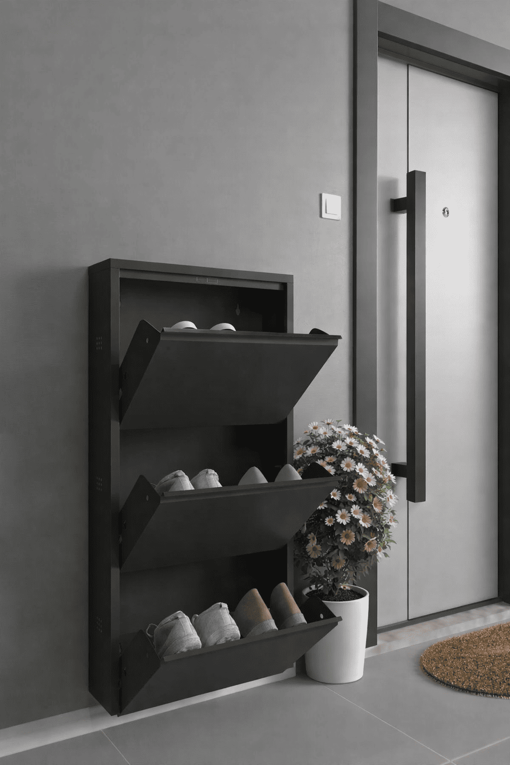 Alezy 3 Çekmeceli Metal Ayakkabılık Dikey