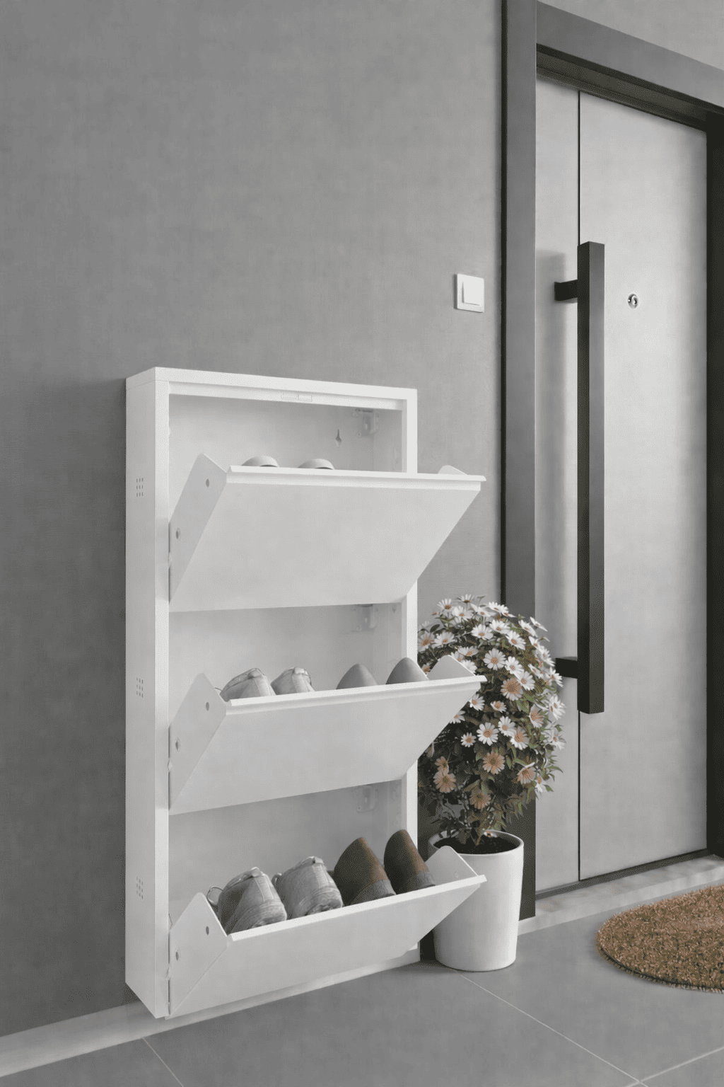 Alezy 3 Çekmeceli Metal Ayakkabılık Dikey