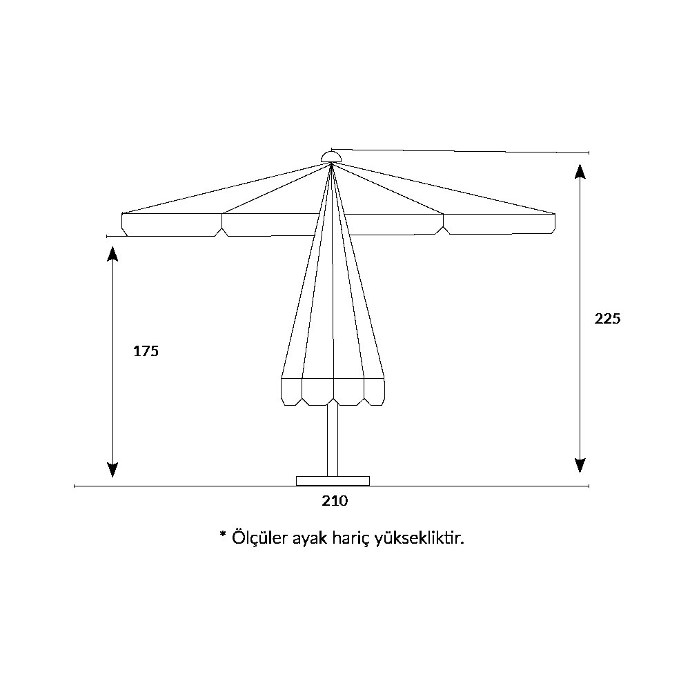 Alezy 322 Mini Pro Polyester Bahçe, Havuz, Plaj Şemsiyesi 210x210 / 8 Kare (50 Litre Bidonlu) 
