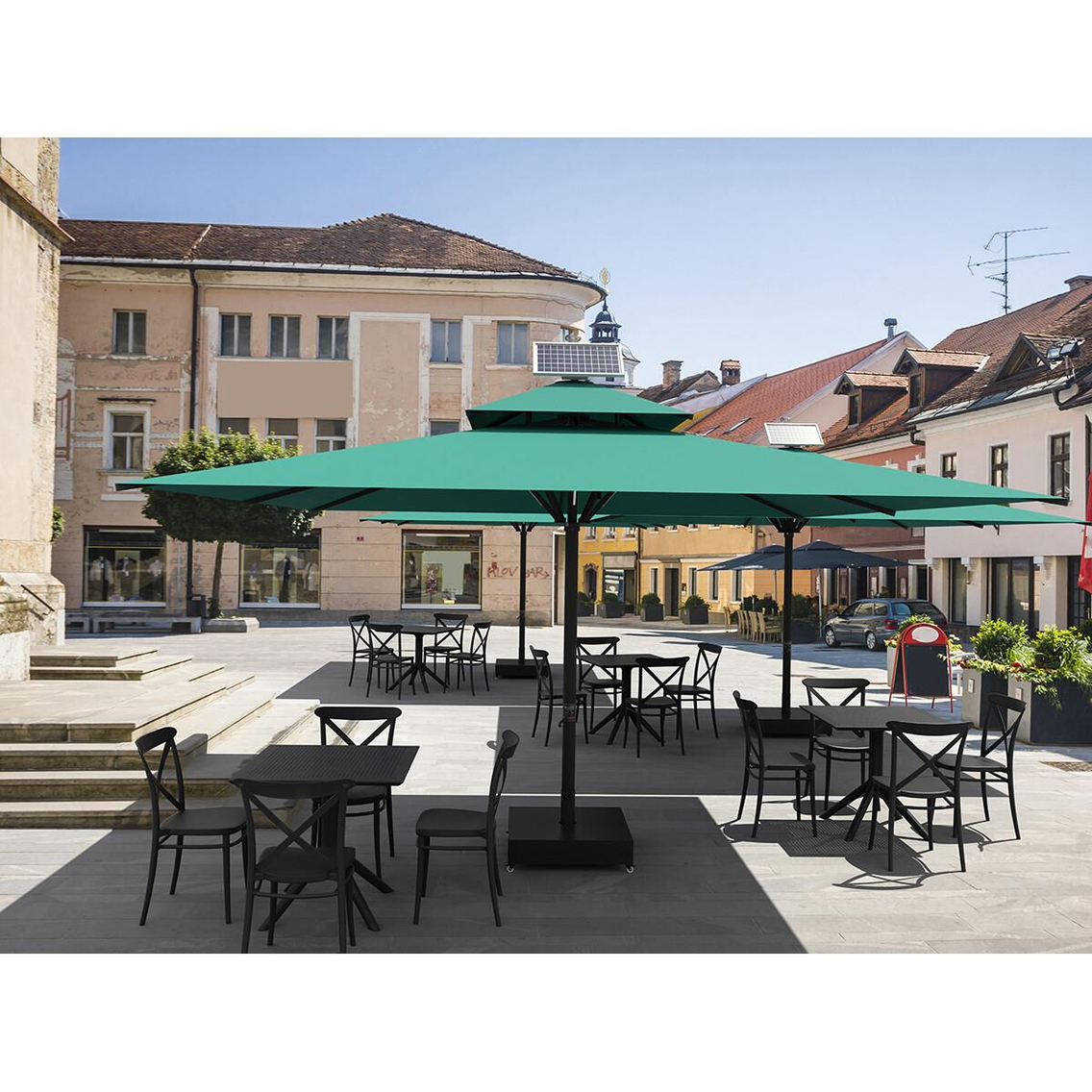 Alezy 346 Solar Sensörlü Güneş Panelli Ledli Polyester Bahçe, Havuz, Plaj Şemsiyesi 400x400 | ID6436