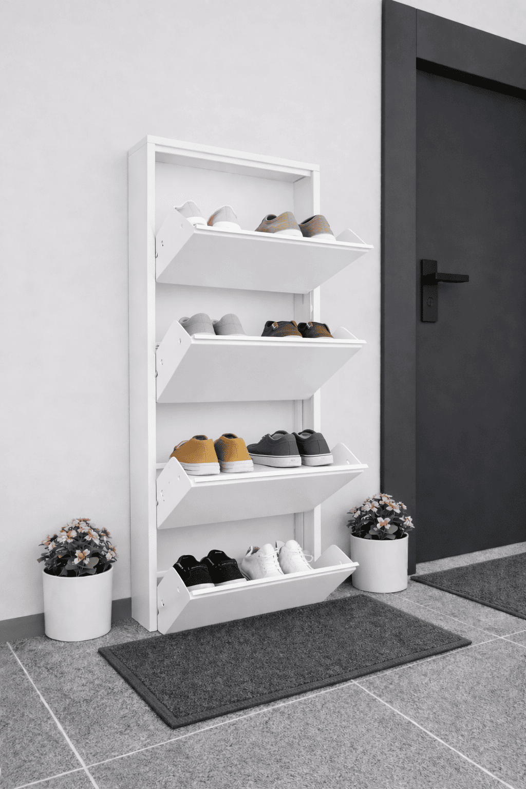 Alezy 4 Çekmeceli Metal Ayakkabılık Dikey