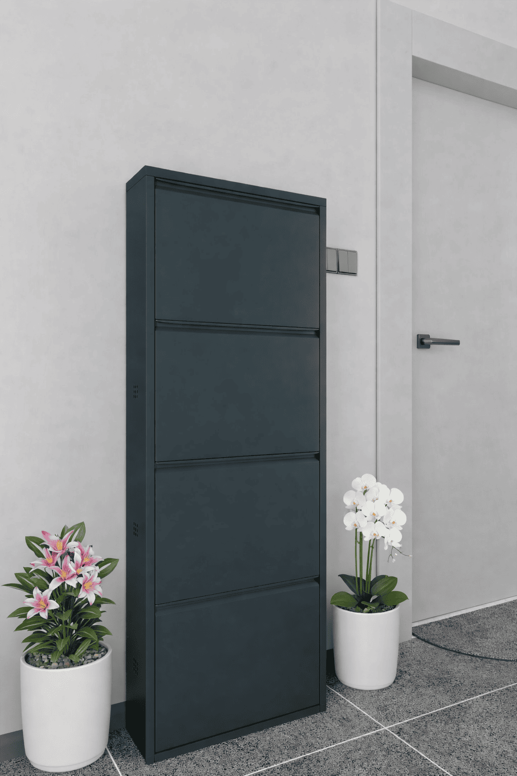 Alezy 4 Çekmeceli Metal Ayakkabılık Dikey