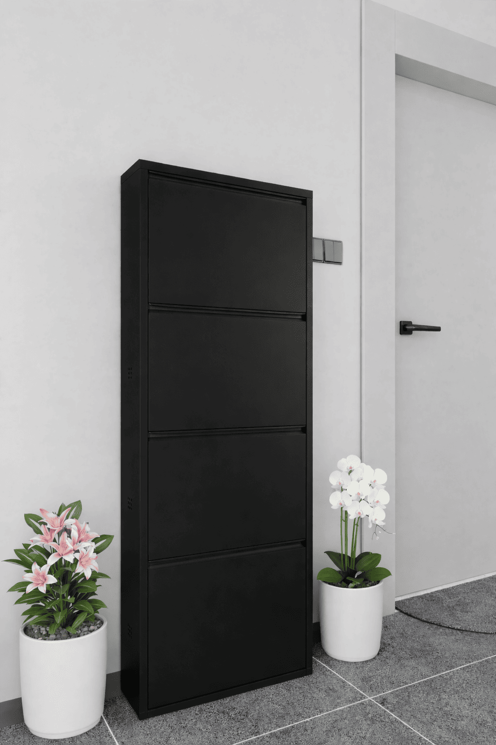 Alezy 4 Çekmeceli Metal Ayakkabılık Dikey