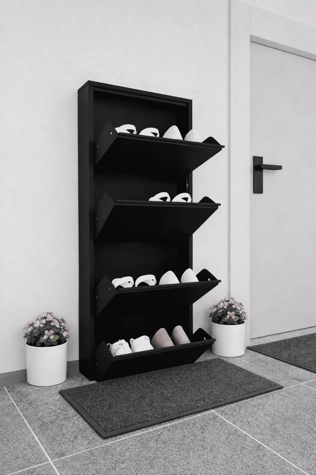 Alezy 4 Çekmeceli Metal Ayakkabılık Dikey