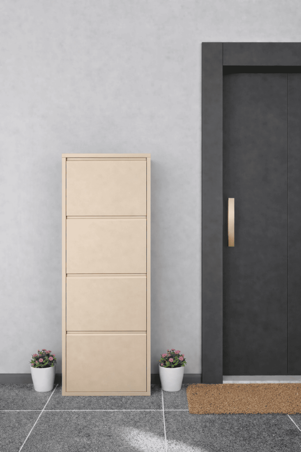 Alezy 4 Çekmeceli Metal Ayakkabılık Dikey