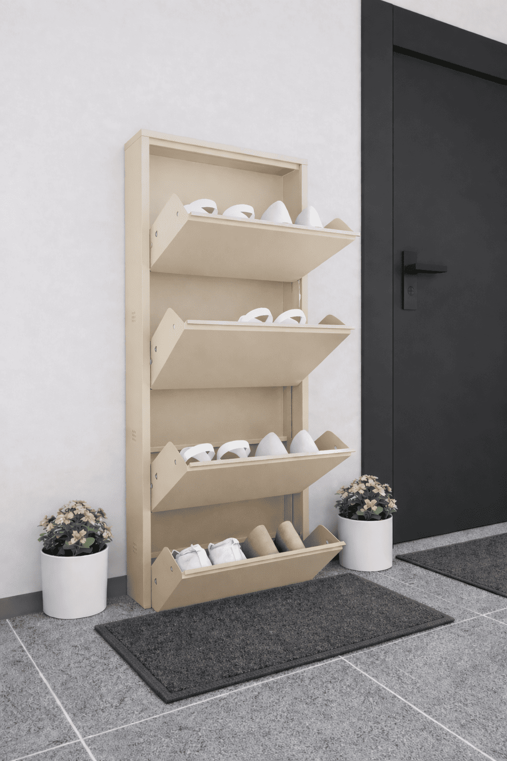 Alezy 4 Çekmeceli Metal Ayakkabılık Dikey