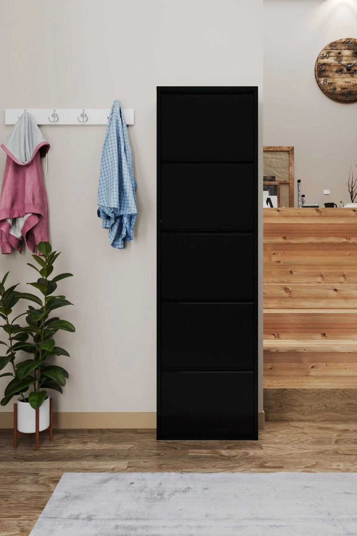 Alezy 5 Çekmeceli Metal Ayakkabılık Dikey