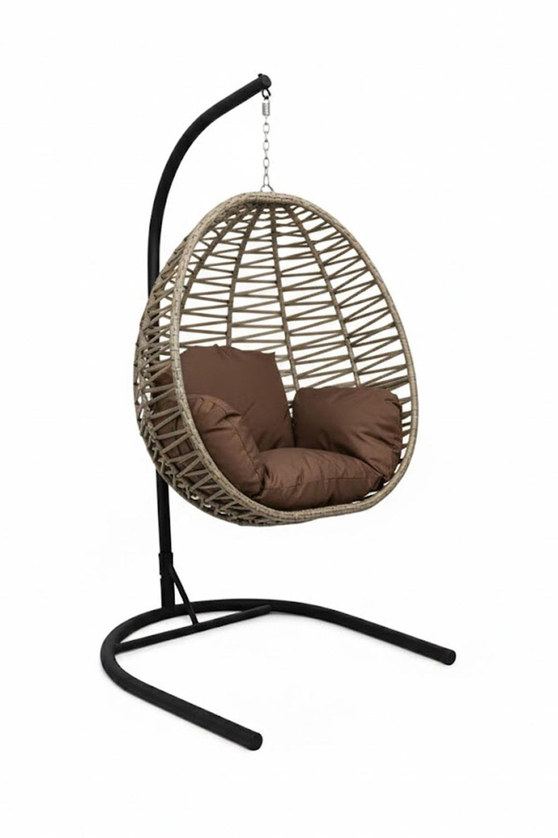 Alezy Armut Salıncak Tek Kişilik Minderli Makrome İp Örgü Bahçe-Balkon Asma Salıncak