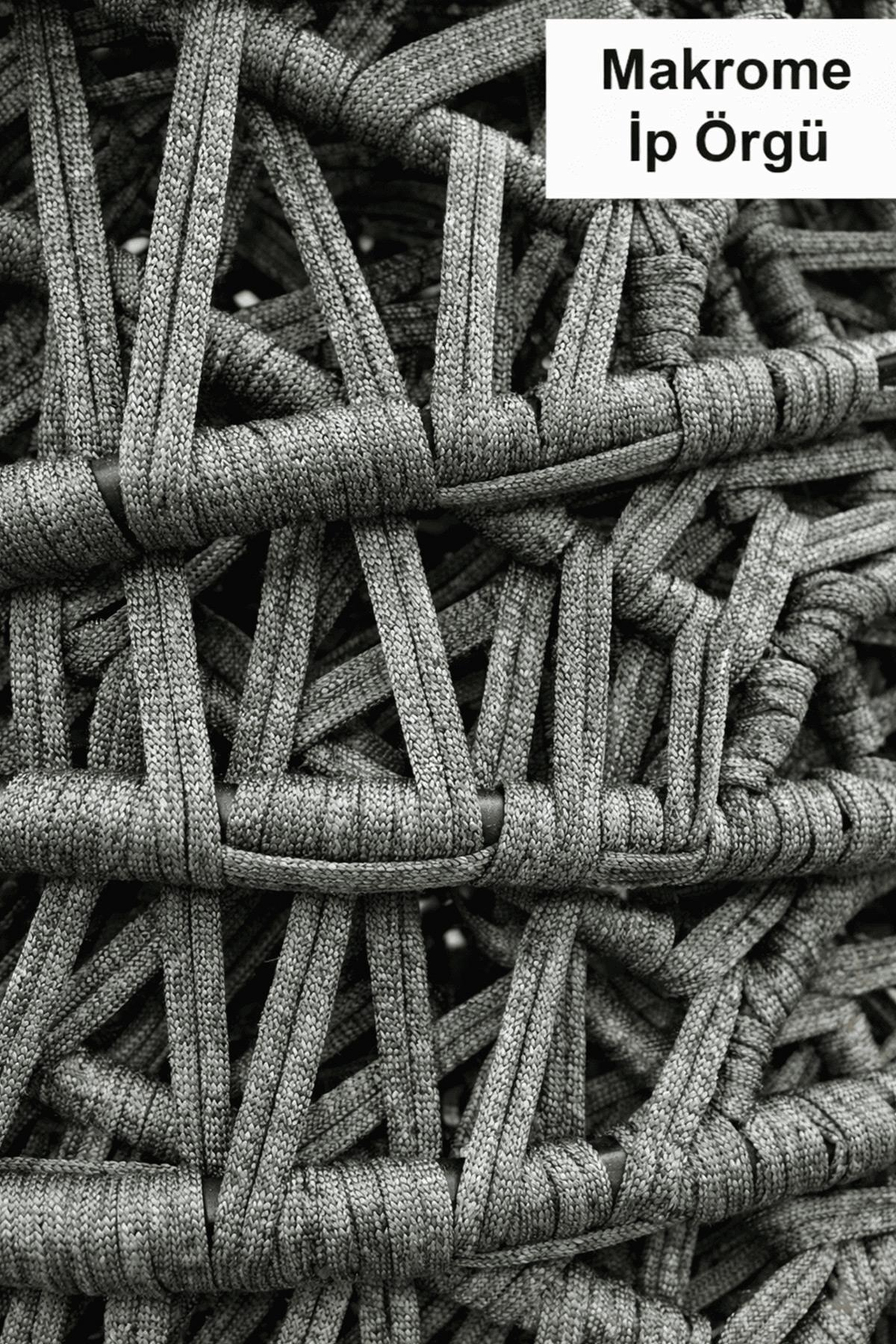 Alezy Armut Salıncak Tek Kişilik Minderli Makrome İp Örgü Bahçe-Balkon Asma Salıncak