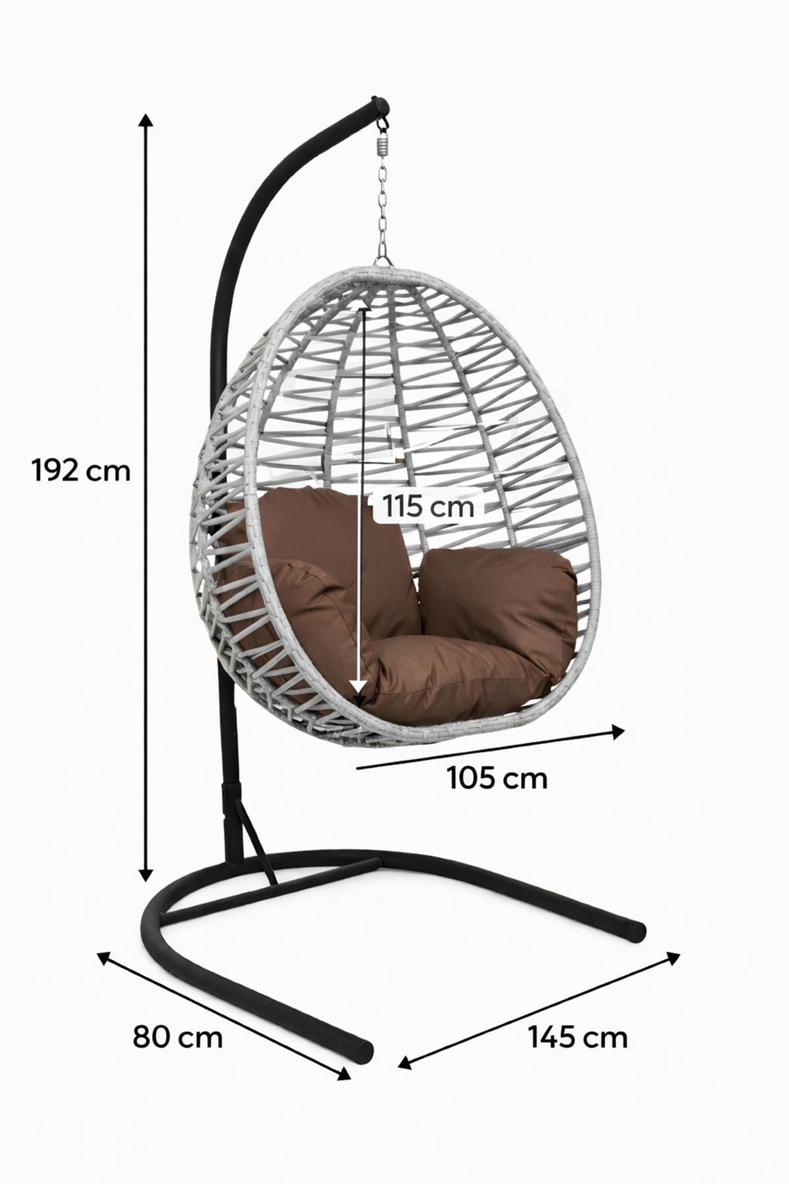 Alezy Armut Salıncak Tek Kişilik Minderli Makrome İp Örgü Bahçe-Balkon Asma Salıncak