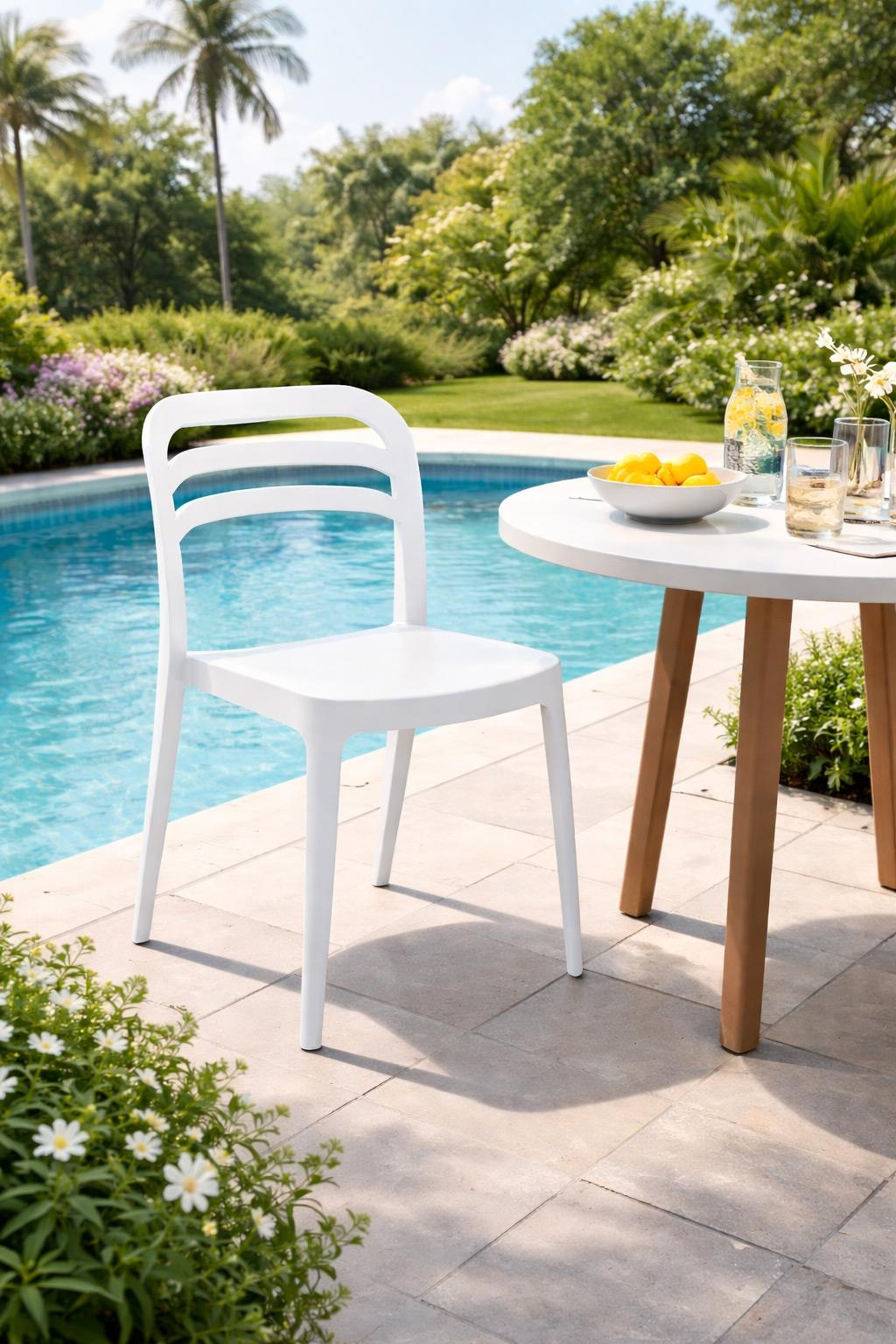 Alezy Aspen Bahçe Balkon Renkli Sandalye Beyaz | ID6349