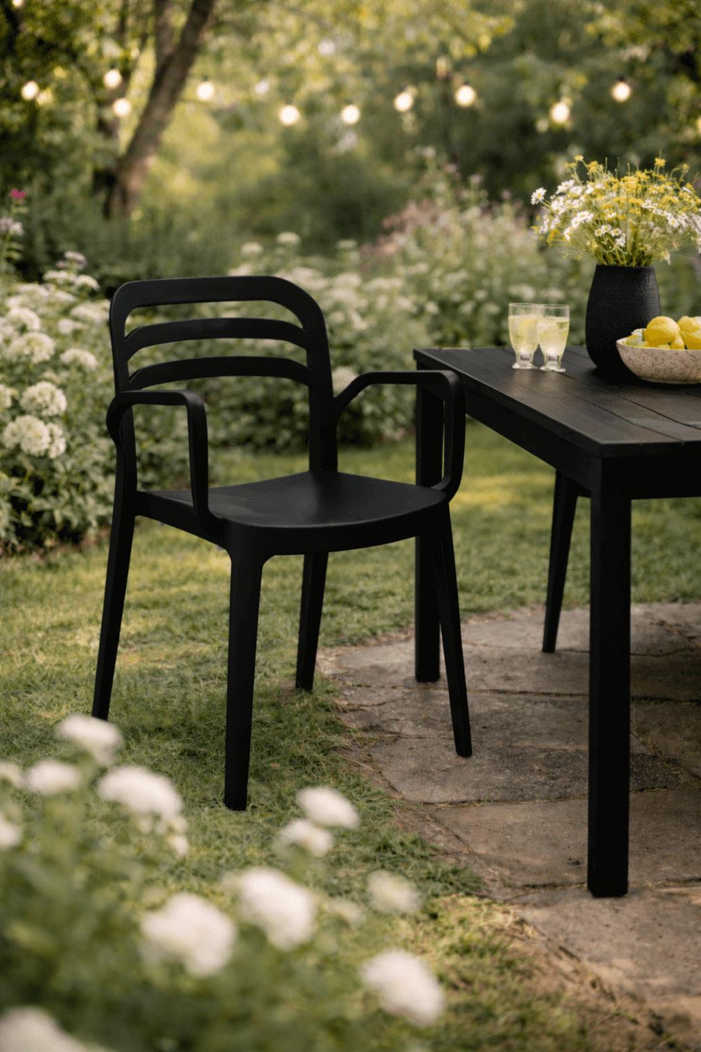 Alezy Aspendos Bahçe Balkon Renkli Koltuk Siyah | ID6354