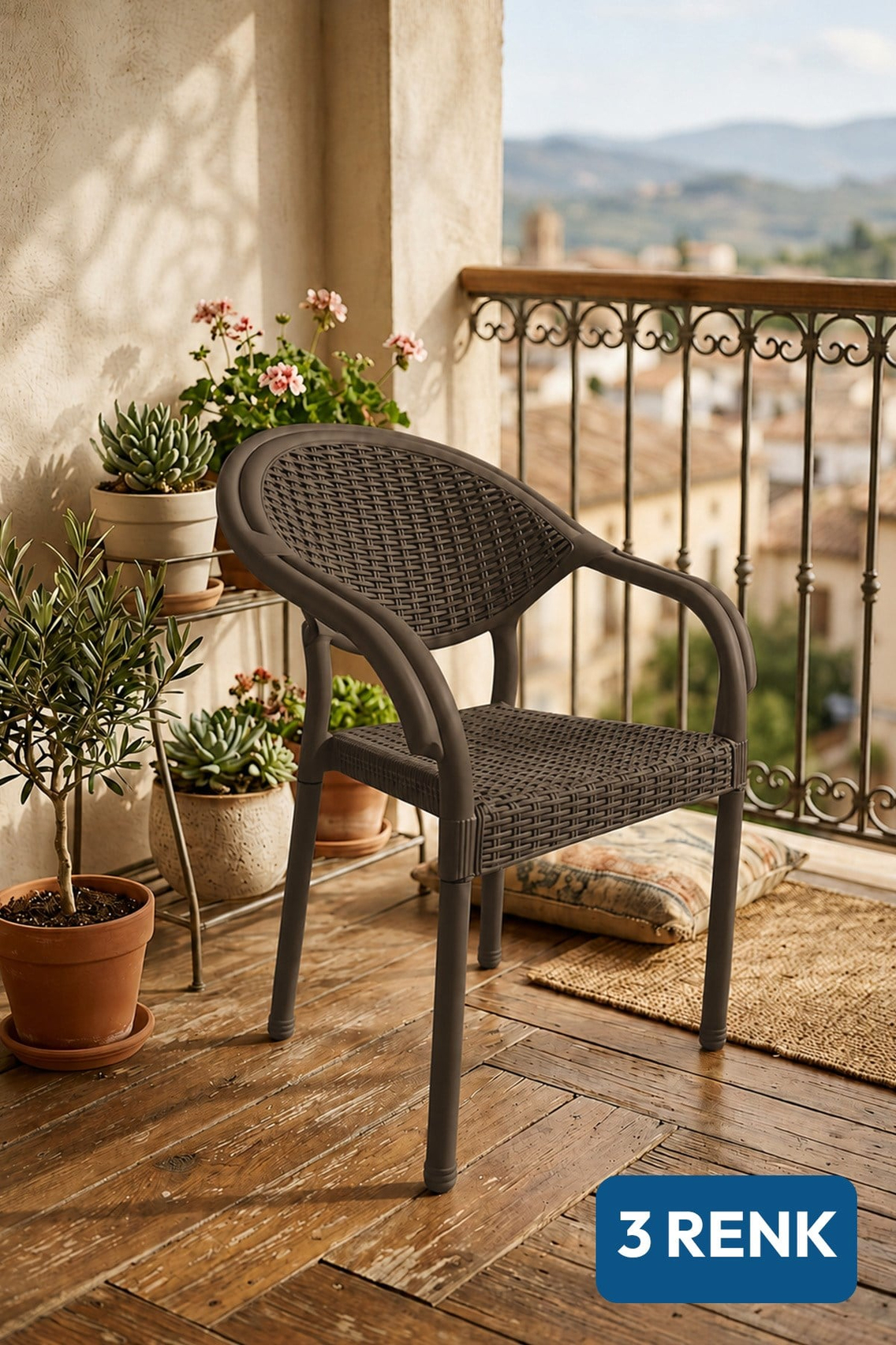 Alezy Atlantis Rattan Desenli Kollu Koltuk