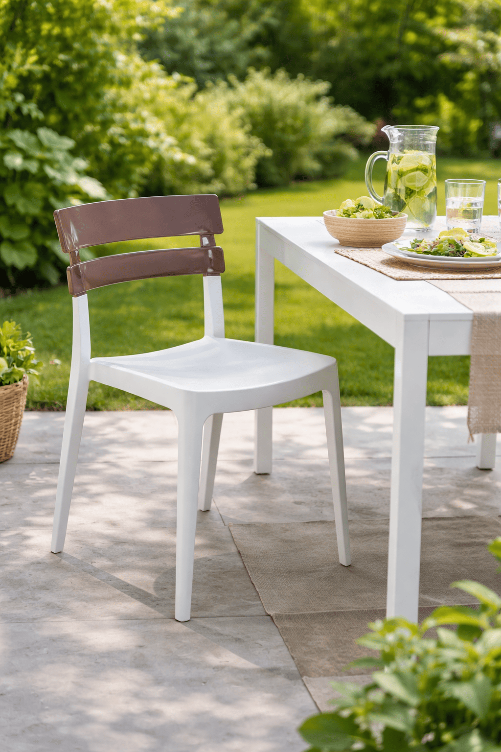 Alezy Bermo Beyaz Ayaklı Bahçe Balkon Koltuk Cappucino | ID6358