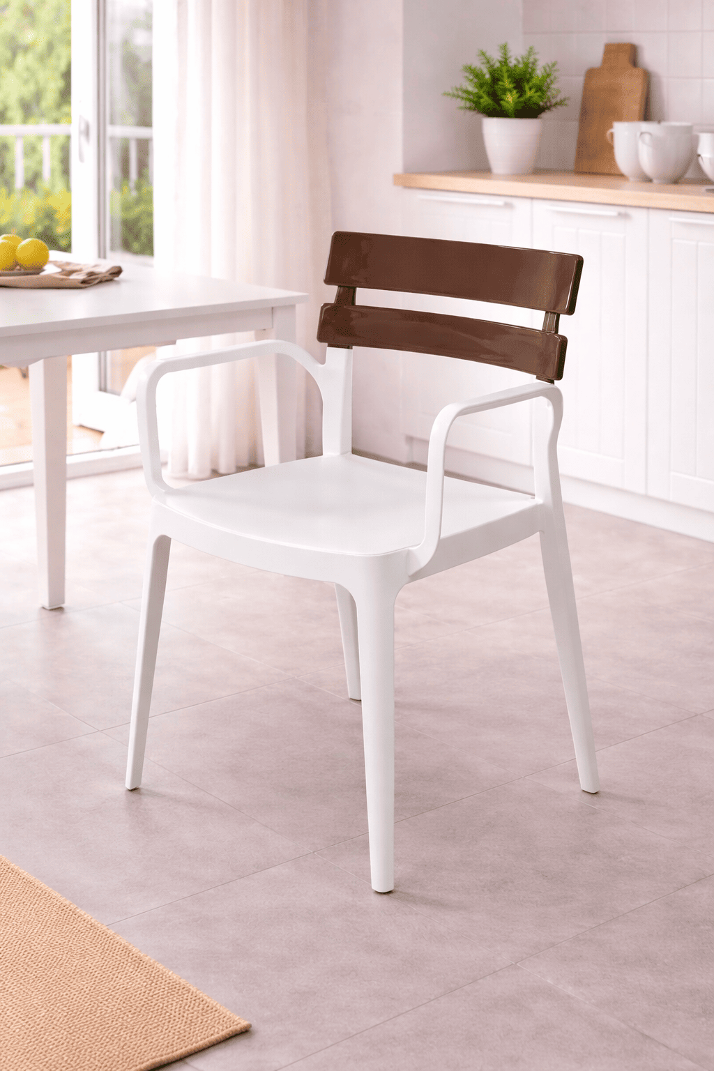 Alezy Bermuda Beyaz Ayaklı Bahçe Balkon Koltuk Cappucino | ID6371