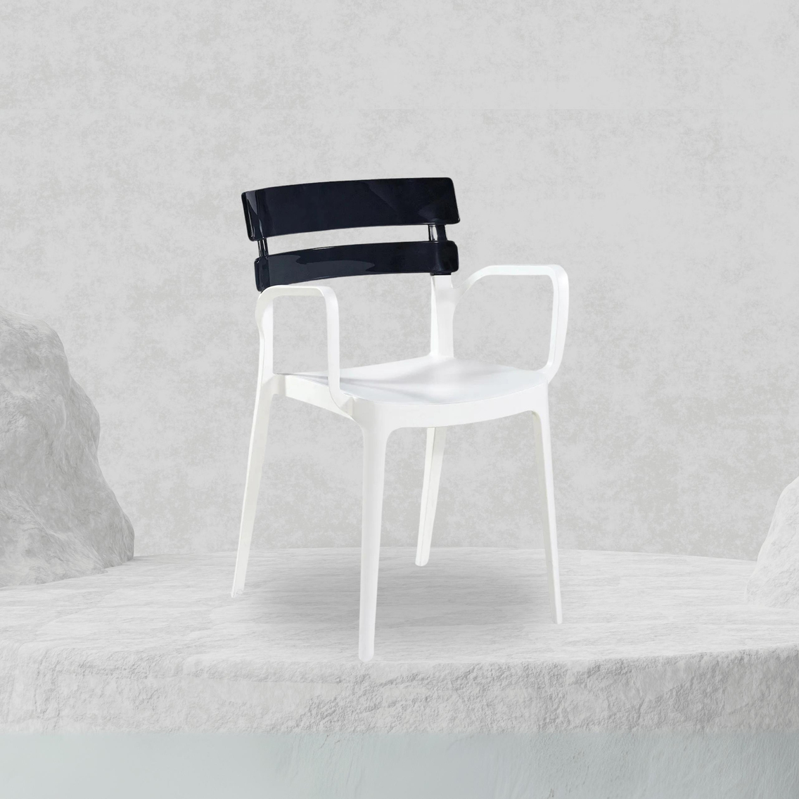 Alezy Bermuda Beyaz Ayaklı Bahçe Balkon Koltuk Antrasit | ID6372