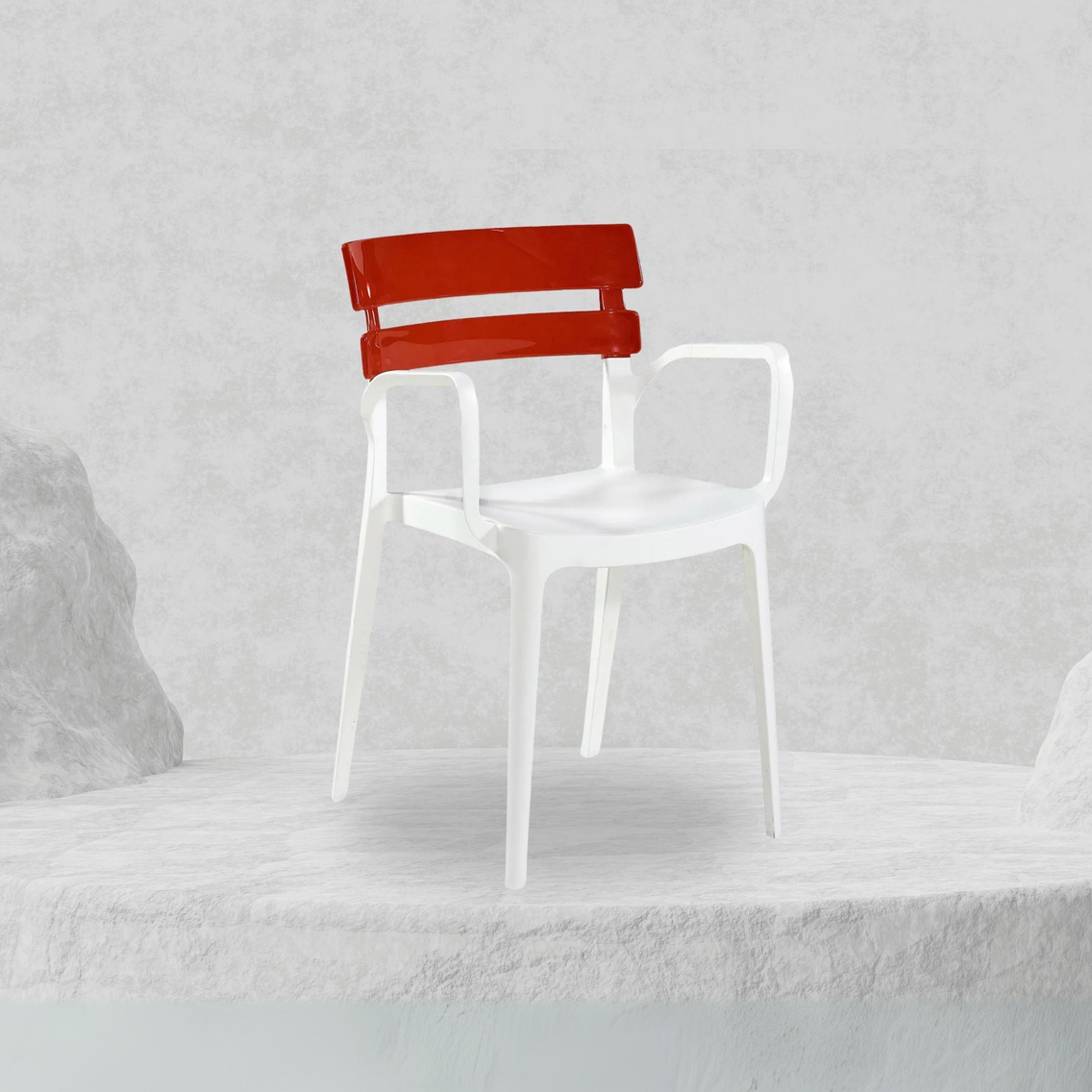 Alezy Bermuda Beyaz Ayaklı Bahçe Balkon Koltuk Kırmızı | ID6369