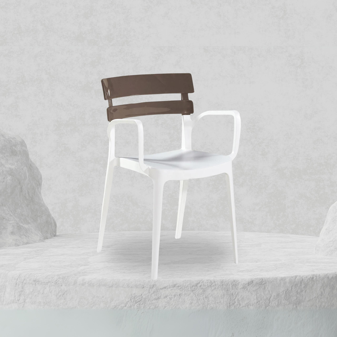 Alezy Bermuda Beyaz Ayaklı Bahçe Balkon Koltuk Cappucino | ID6371