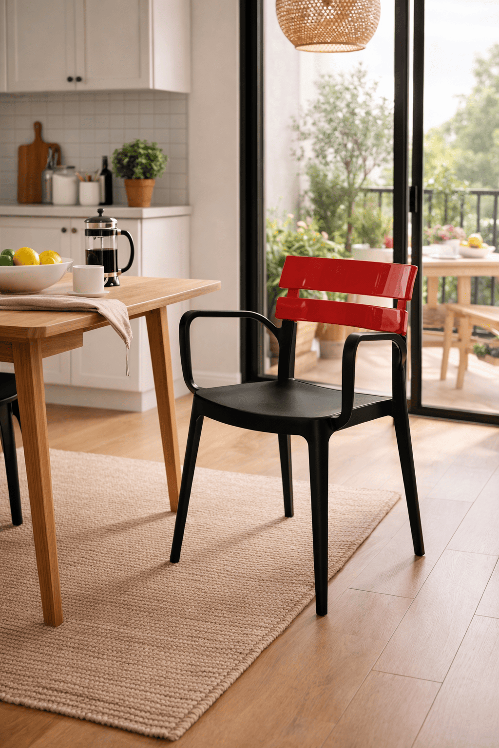 Alezy Bermuda Siyah Ayaklı Bahçe Balkon Koltuk Kırmızı | ID6368