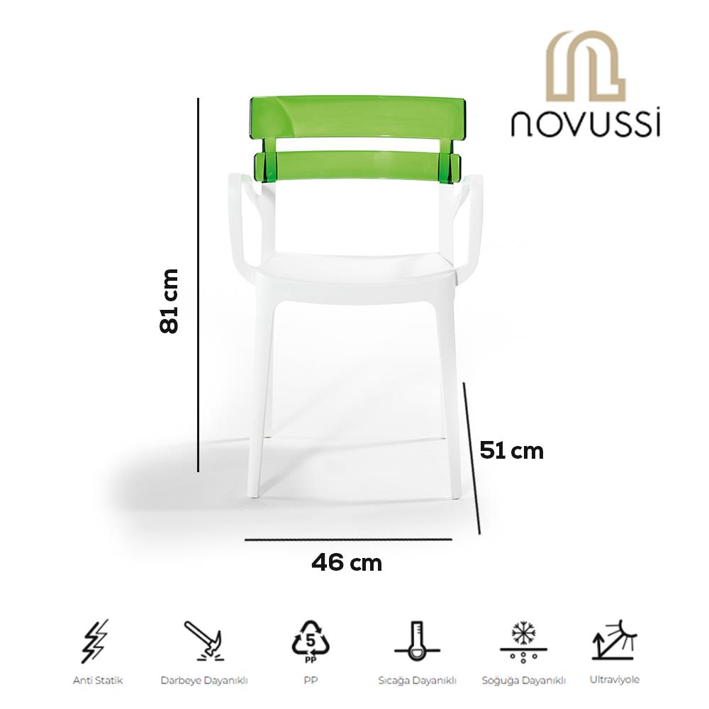 Alezy Carmen Masa Takımı 80x80 Masa + 4 Bermuda Beyaz Ayaklı Koltuk Yeşil | ID6375