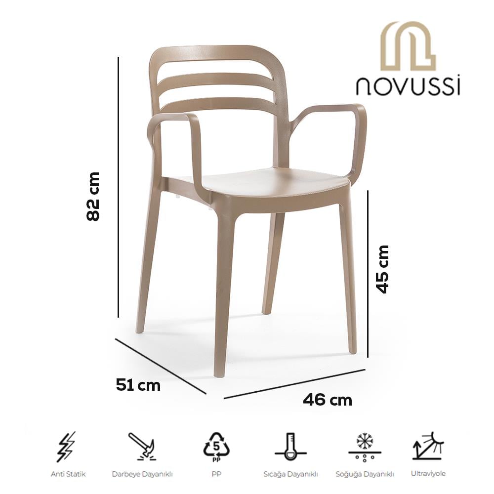 Alezy Carmen Masa Takımı 80x80 Masa + 4 Adet Aspendos Renkli Sandalye Cappucino | ID6397