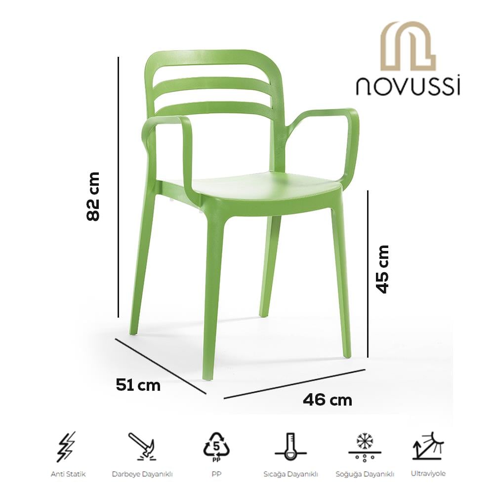 Alezy Carmen Masa Takımı 80x80 Masa + 4 Adet Aspendos Renkli Sandalye Yeşil | ID6401