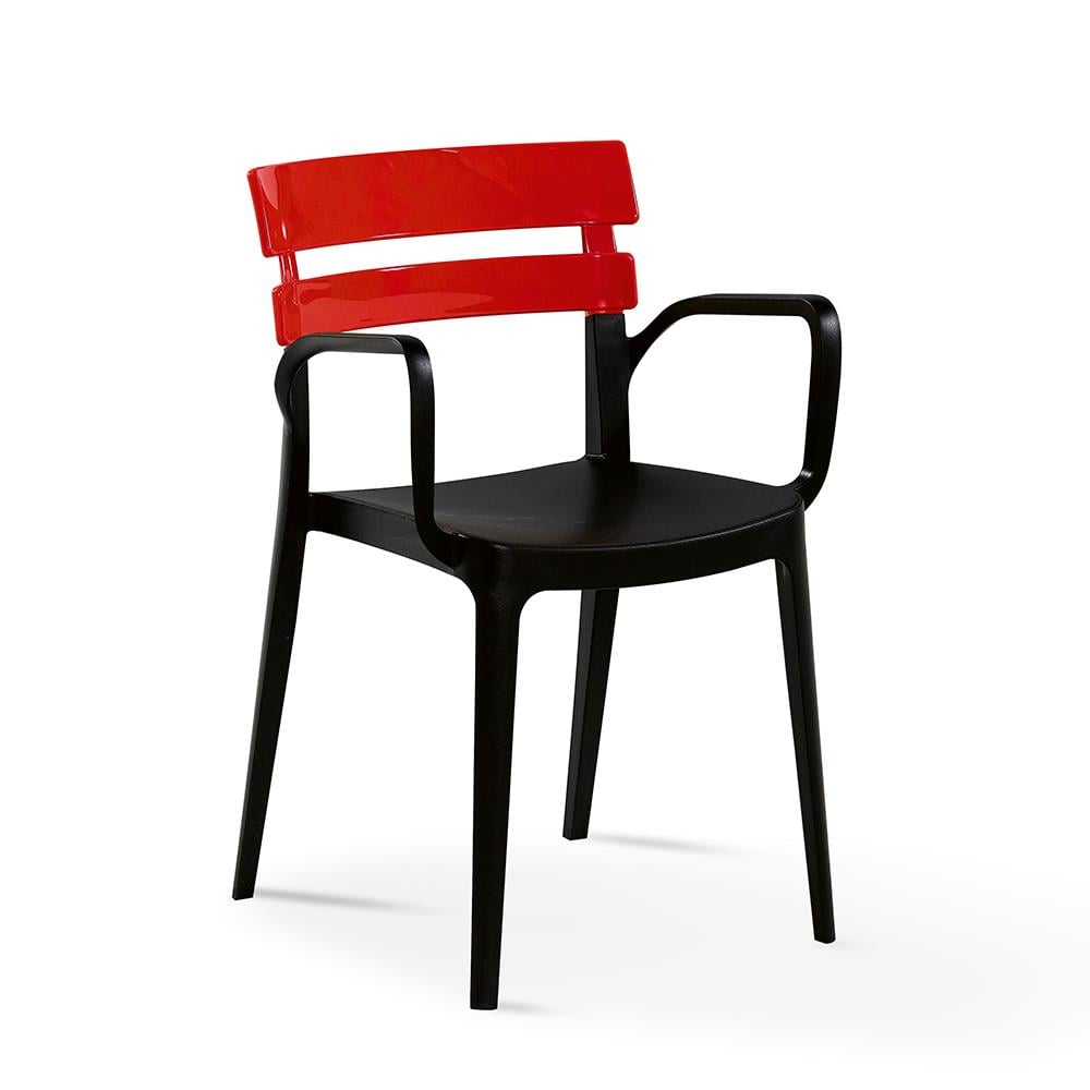 Alezy Carmen Masa Takımı 80x80 Masa + 4 Bermuda Siyah Ayaklı Koltuk Kırmızı | ID6378