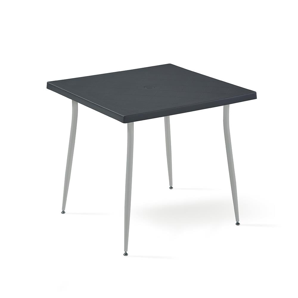Alezy Carmen Masa Takımı 80x80 Masa + 4 Adet Aspen Renkli Sandalye Antrasit | ID6388