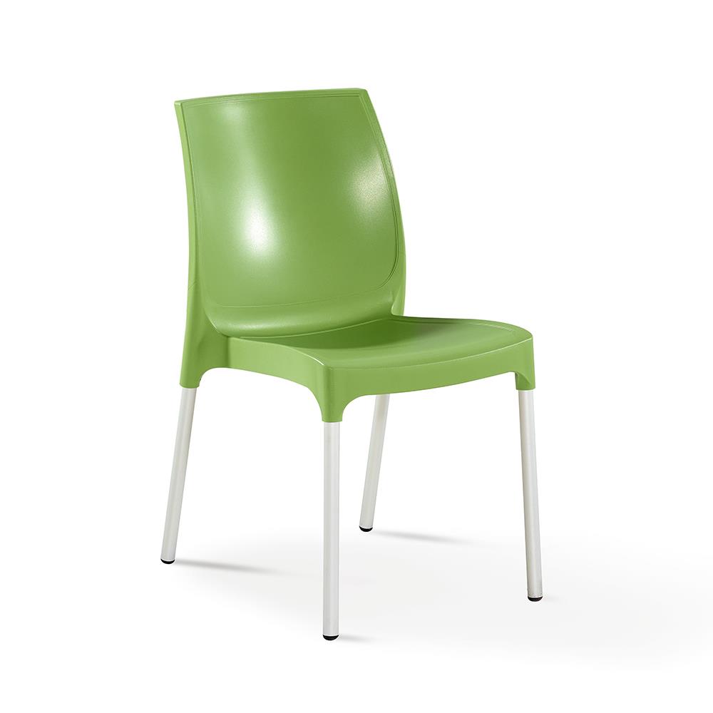 Alezy Carmen Masa Takımı 80x80 Masa + 4 Adet Castel Renkli Sandalye Yeşil | ID6408