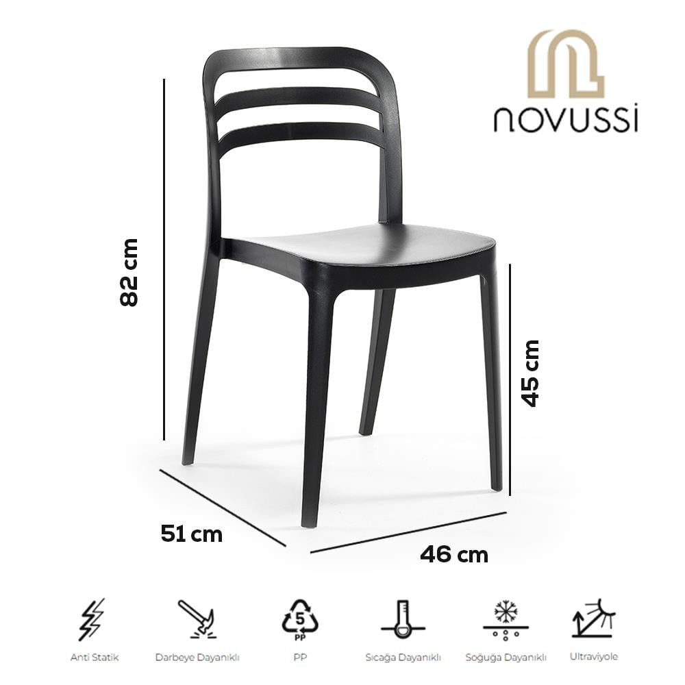 Alezy Carmen Masa Takımı 80x80 Masa + 4 Adet Aspen Renkli Sandalye Siyah | ID6393