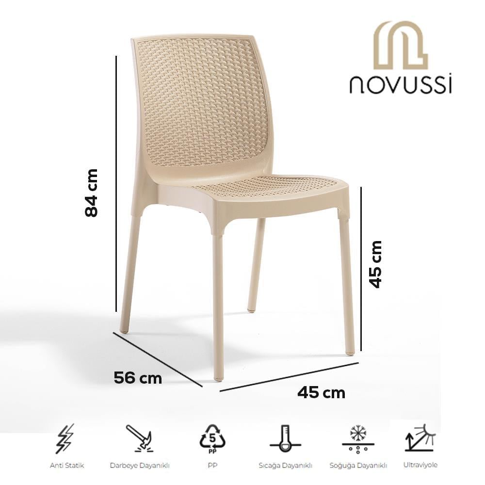 Alezy Carmen Rattan Masa Takımı 80x80 Masa + 4 Adet Rattan Sunny Sandalye | ID6409