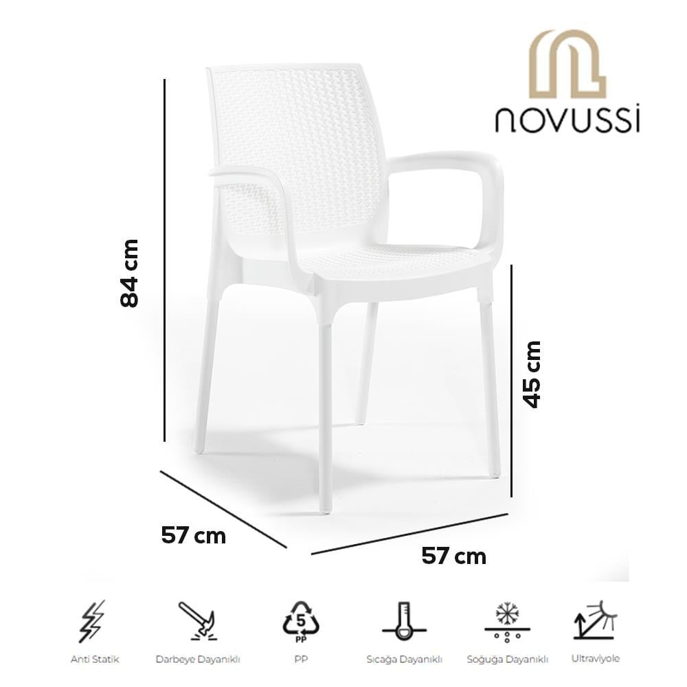 Alezy Carmen Rattan Masa Takımı 80x80 Masa + 4 Adet Rattan Sunset Sandalye | ID6413