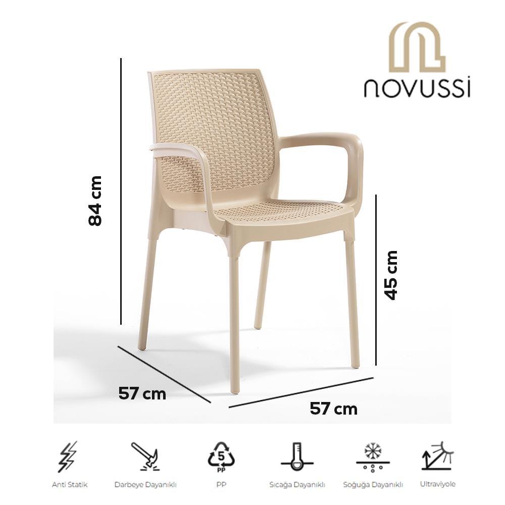 Alezy Carmen Rattan Masa Takımı 80x80 Masa + 4 Adet Rattan Sunset Sandalye | ID6413