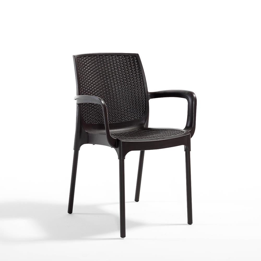 Alezy Carmen Rattan Masa Takımı 80x80 Masa + 4 Adet Rattan Sunset Sandalye | ID6413