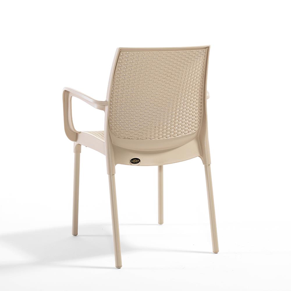 Alezy Carmen Rattan Masa Takımı 80x80 Masa + 4 Adet Rattan Sunset Sandalye Cappucino | ID6415