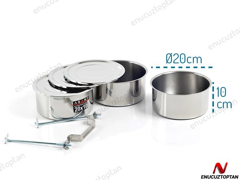 Alezy Çelik 3'lü Sefertası Yemek Taşıma Kabı - 20x10cm | ID2380