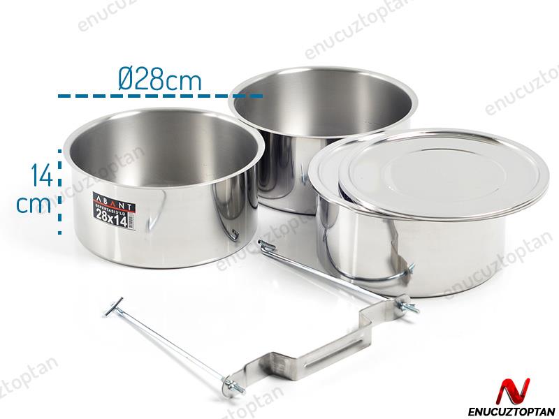 Alezy Çelik 3'lü Sefertası Yemek Taşıma Kabı - 28x14cm | ID2384