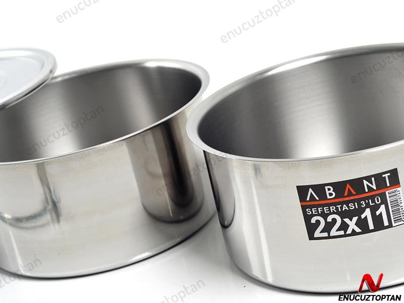 Alezy Çelik 3'lü Sefertası Yemek Taşıma Kabı - 22x11cm | ID2381