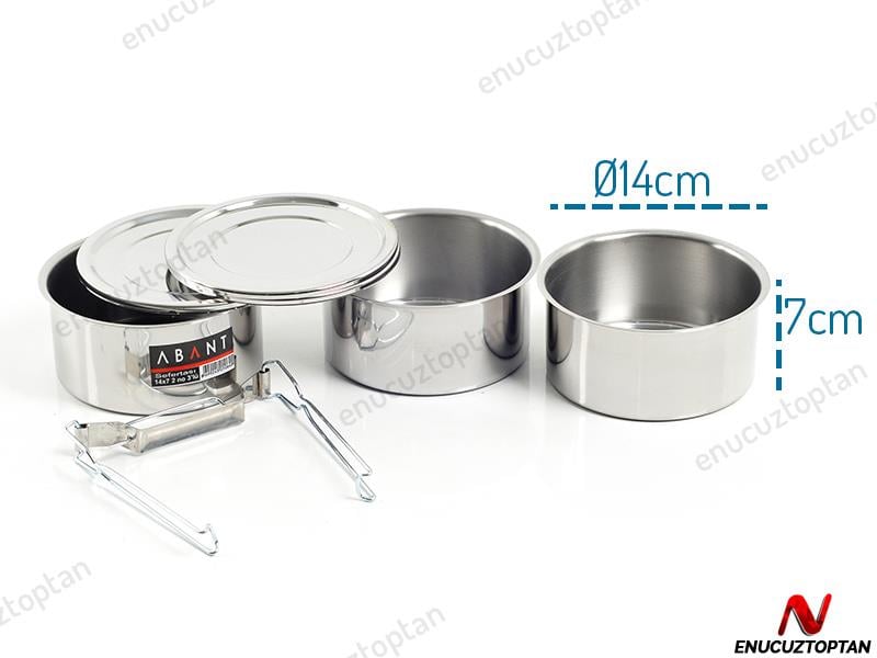 Alezy Çelik 3'lü Sefertası Yemek Taşıma Kabı - 14x7cm | ID2377