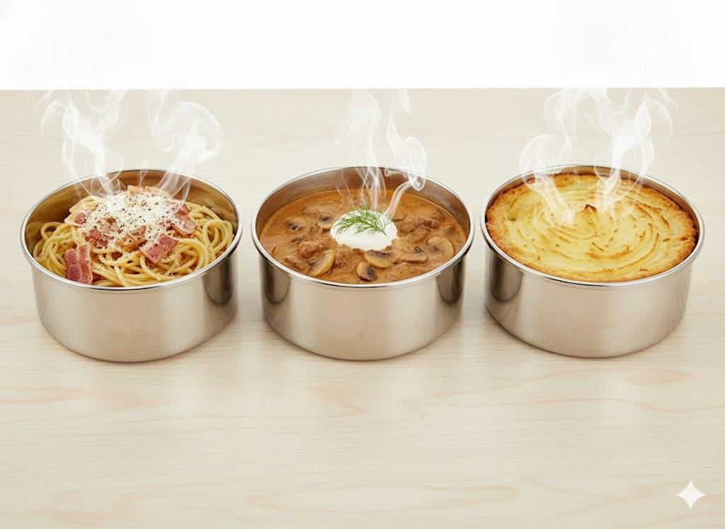 Alezy Çelik 3'lü Sefertası Yemek Taşıma Kabı - 20x10cm | ID2380