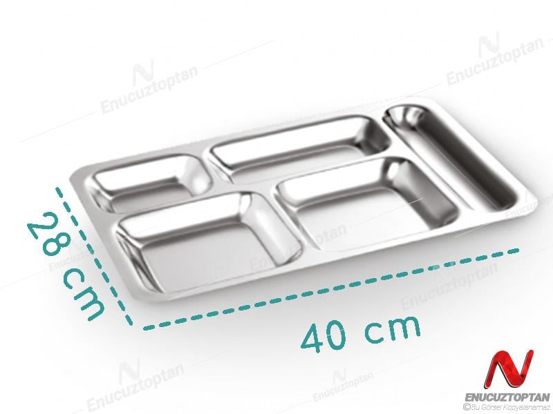 Alezy Çelik 430 5 Bölmeli Metal Tabldot 28cmx40cm | ID3913