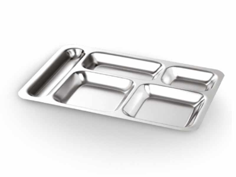 Alezy Çelik 430 5 Bölmeli Metal Tabldot 28cmx40cm | ID3913