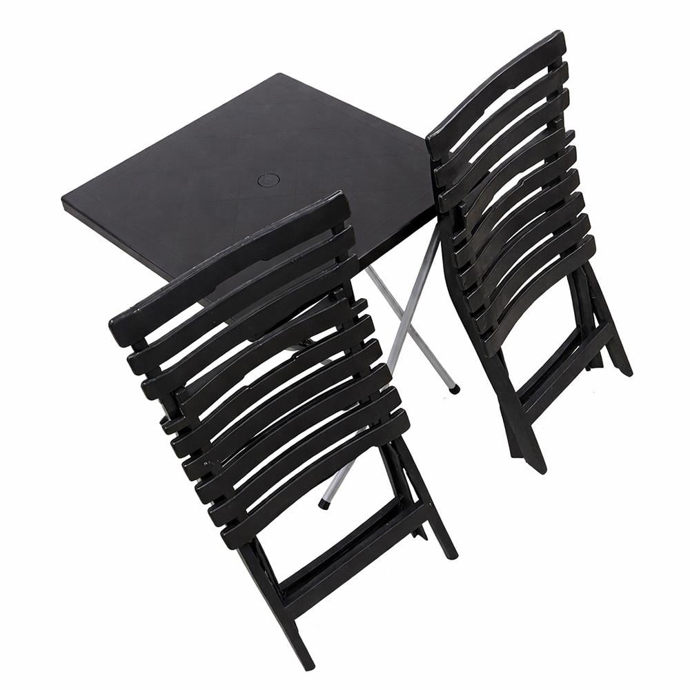 Alezy CRN Katlanabilir Plastik Masa Sandalye Takımı - Balkon, Bahçe ve Teras İçin Az Yer Kaplayan Set